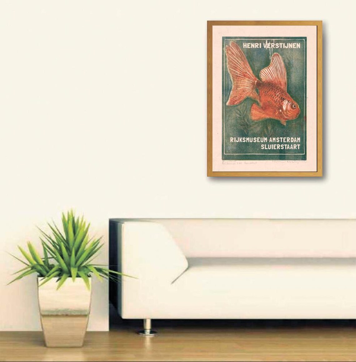 Henri Verstijnen Sluierstaart Goldfish Rijksmuseum Woodcut Poster - Image 3