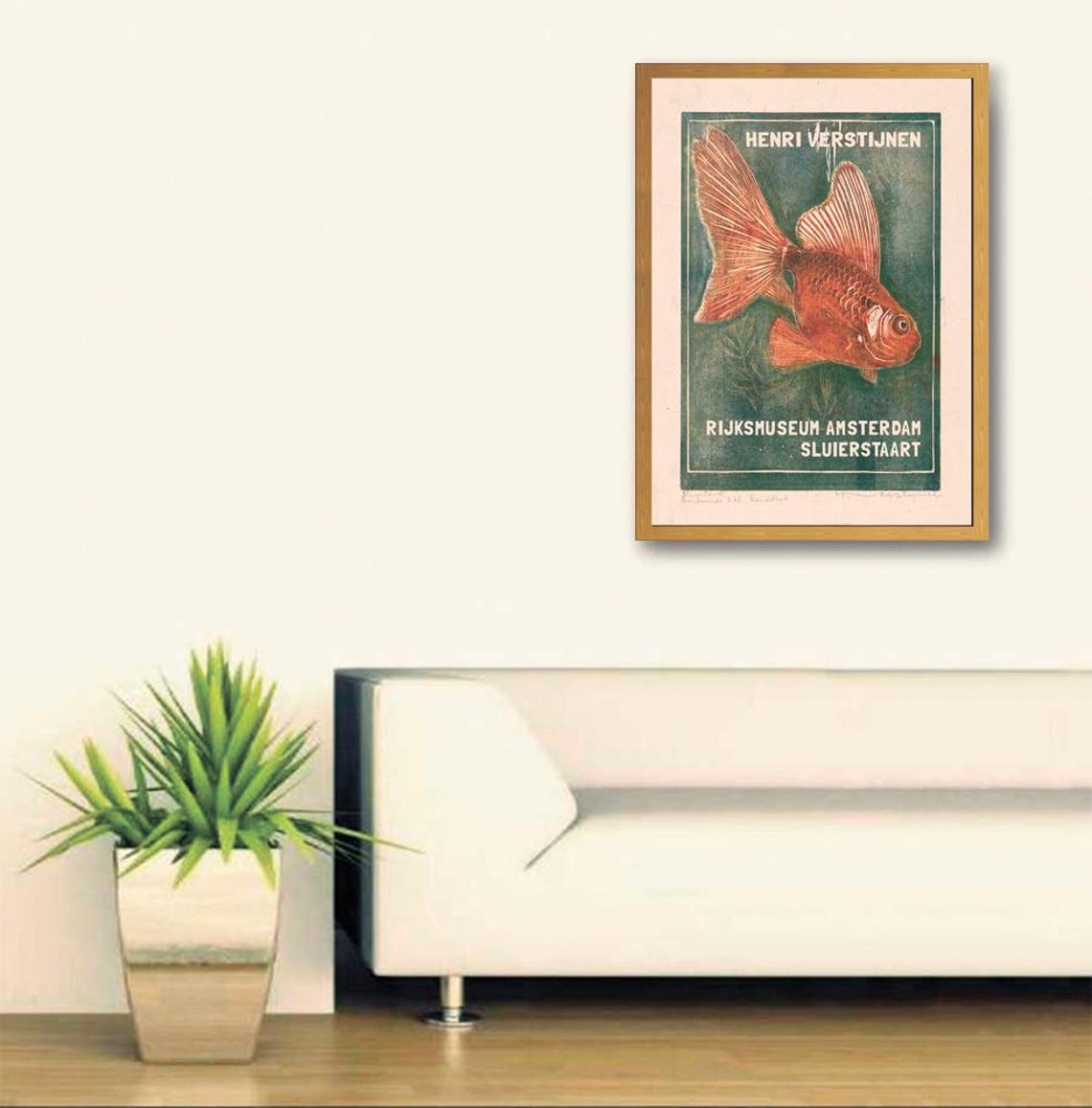 Henri Verstijnen Sluierstaart Print Goldfish In Art Vintage Fish Poster Drawings By Henri Verstijnen Goldfish Painting - Image 3