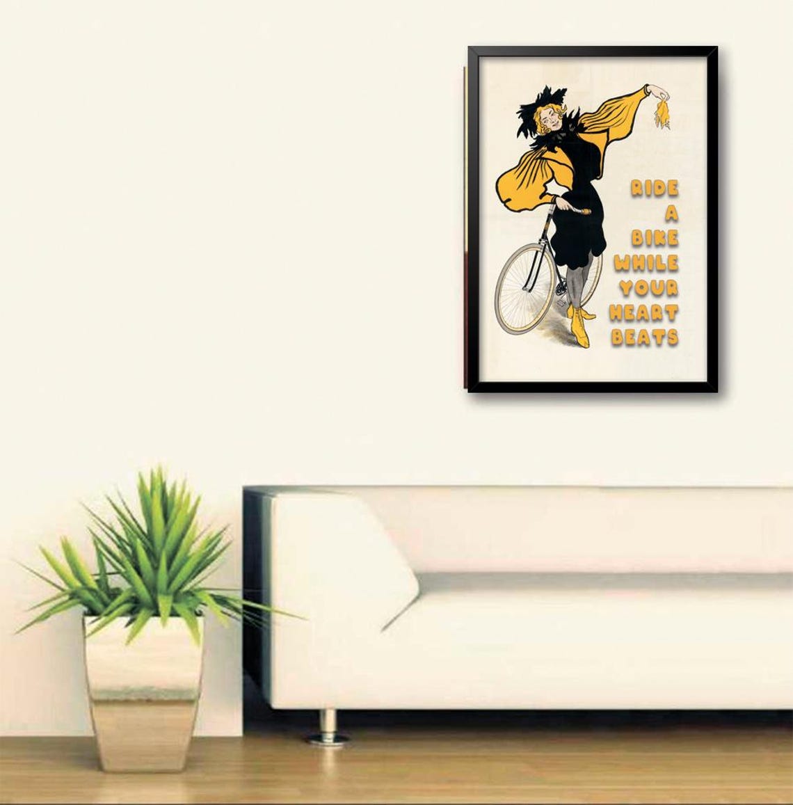 Ride A Bike While Your Heart Beats Vintage Cyclist Quote Poster - Image 3