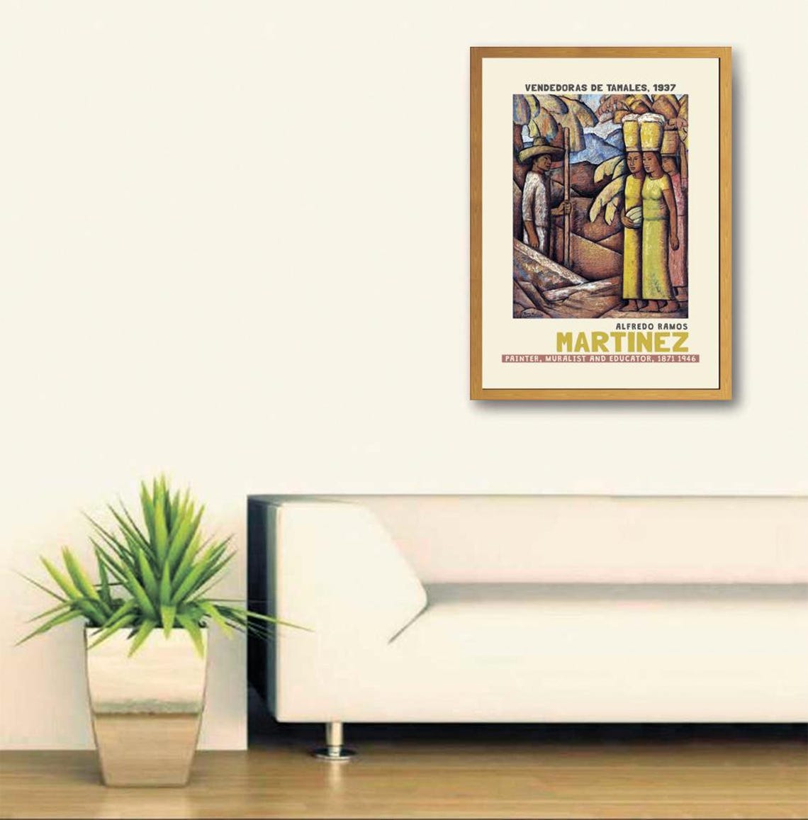 Alfredo Ramos Martinez Vendedoras De Tamales Print Martinez Painting Vintage Woman Poster Woman In Yellow Dress Poster - Image 3