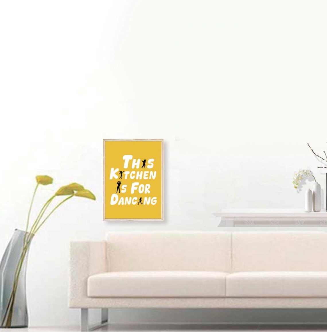 Aesthetic Kitchen Decor Cute Dance Art Yellow Kitchen Wall Art Minimalist Heart Print Trendy Kitchen Poster - Image 3