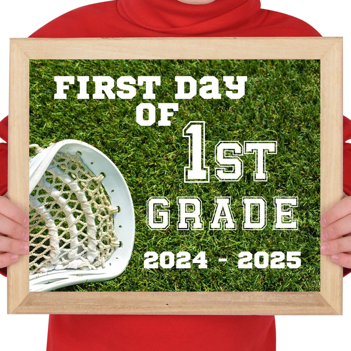 First Day of 1st Grade Lacrosse Sports Back to School Sign Photo Print - Image 2