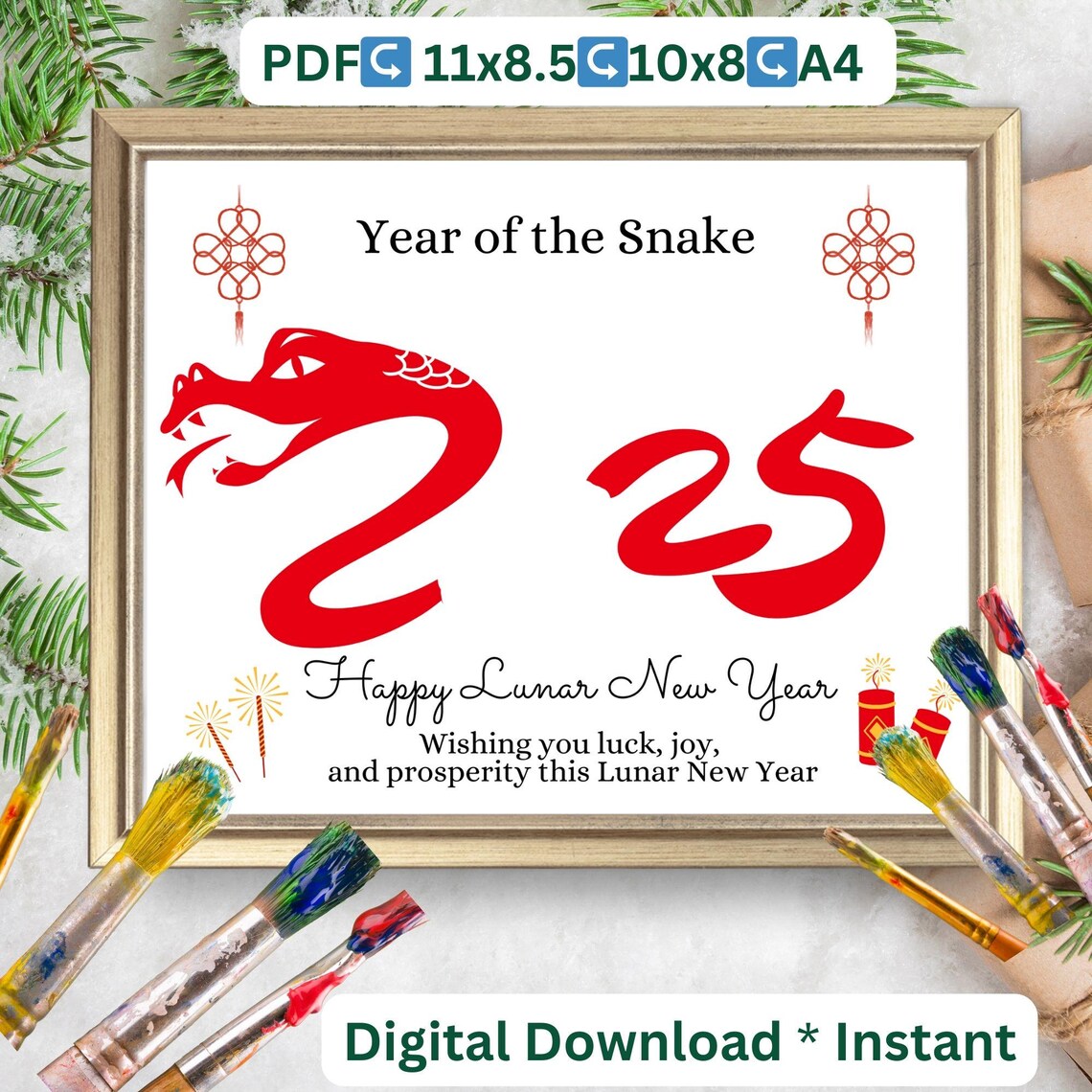 Chinese New Year Handprint Art, Lunar New Year Poem - Image 2