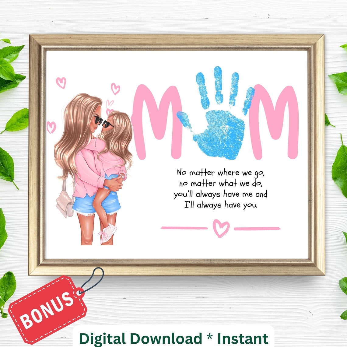 Mothers Day Footprint Craft Mother Daughter Poem Handprint Sign For Kids Preschool Daycare Toddlers Love Mom Baby Keepsake For Mom Grandma