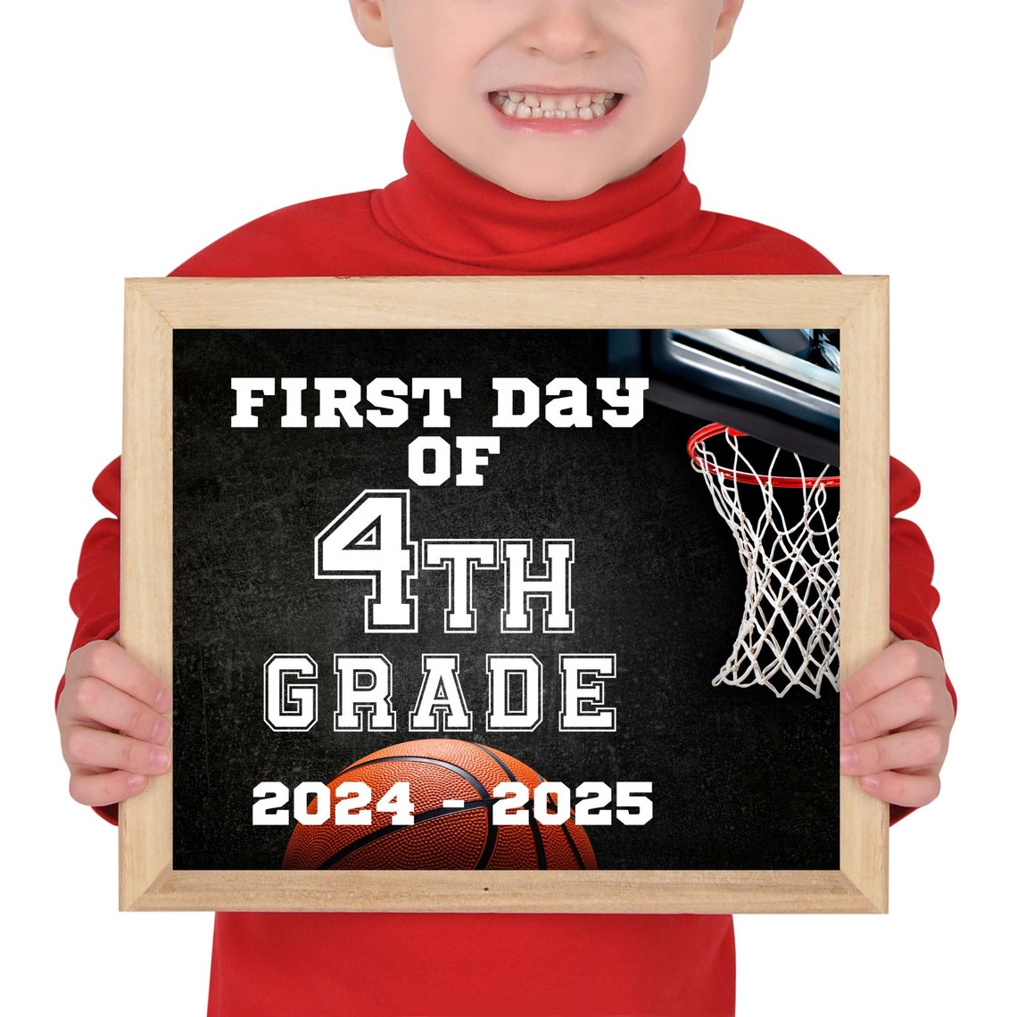 First Day Of School Sign First Day Of 4th Grade Basketball Sports Sign Boys Back To School Photo Prop Fourth Grade - Image 2