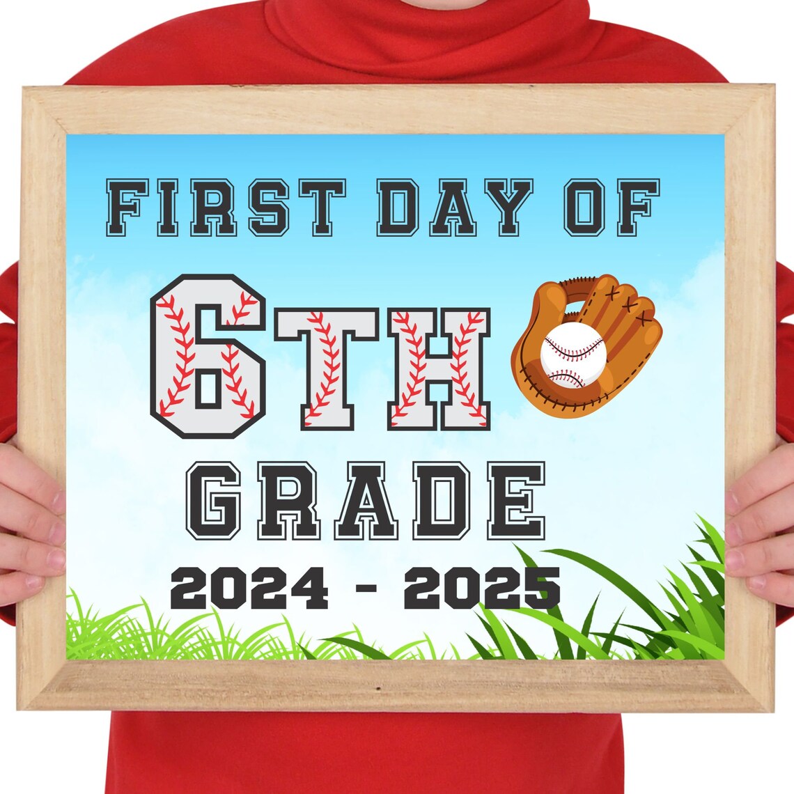 First Day Of School Sign First Day Of 6th Grade Baseball Sports Sign Boys Back To School Photo Prop Sixth Grade Ball - Image 2
