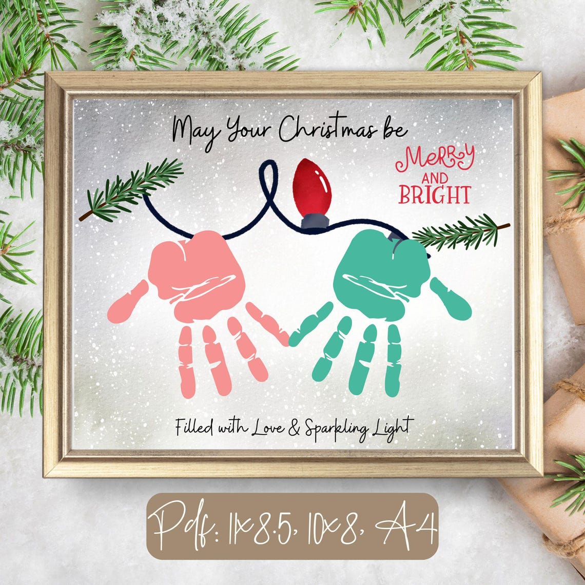 May Your Christmas Be Merry And Bright Handprint Lights Art Poster - Image 2