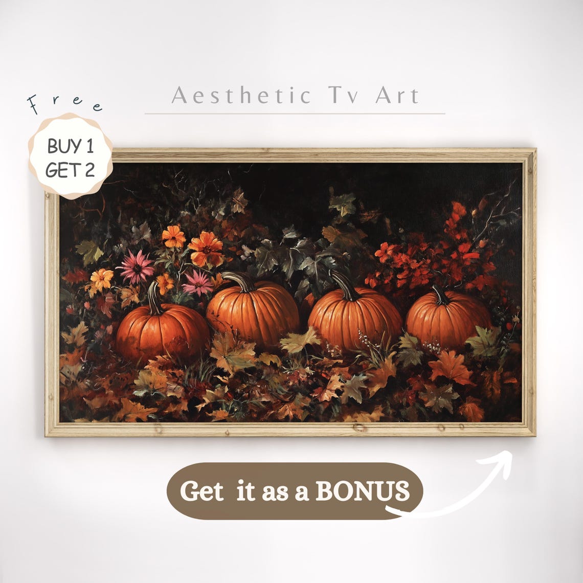 Misty Autumn River Valley Golden Trees Mountain TV Art Poster - Image 2