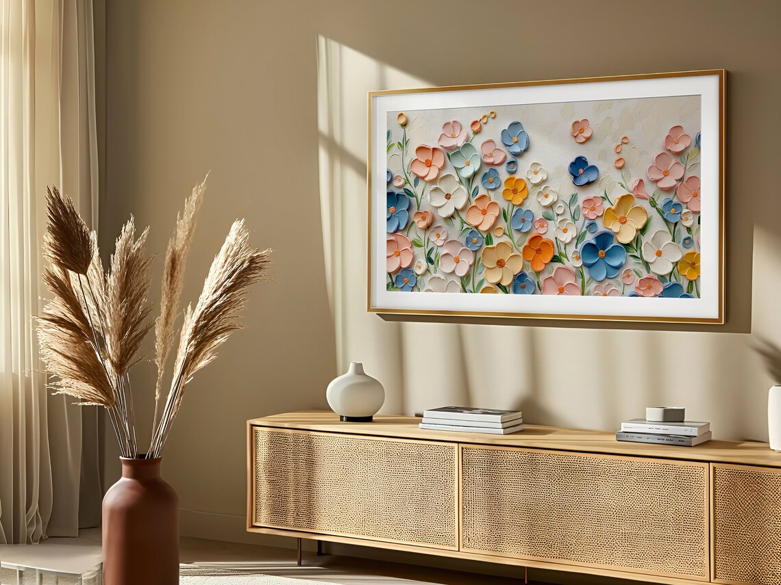 Colorful Abstract Wildflowers Textured Impasto Spring Art Poster - Image 3