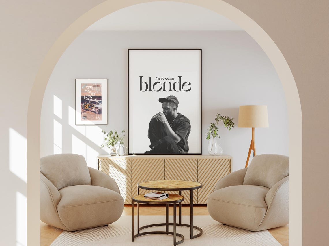Frank Ocean Blonde Minimalist Black White Portrait Music Art Poster - Image 2