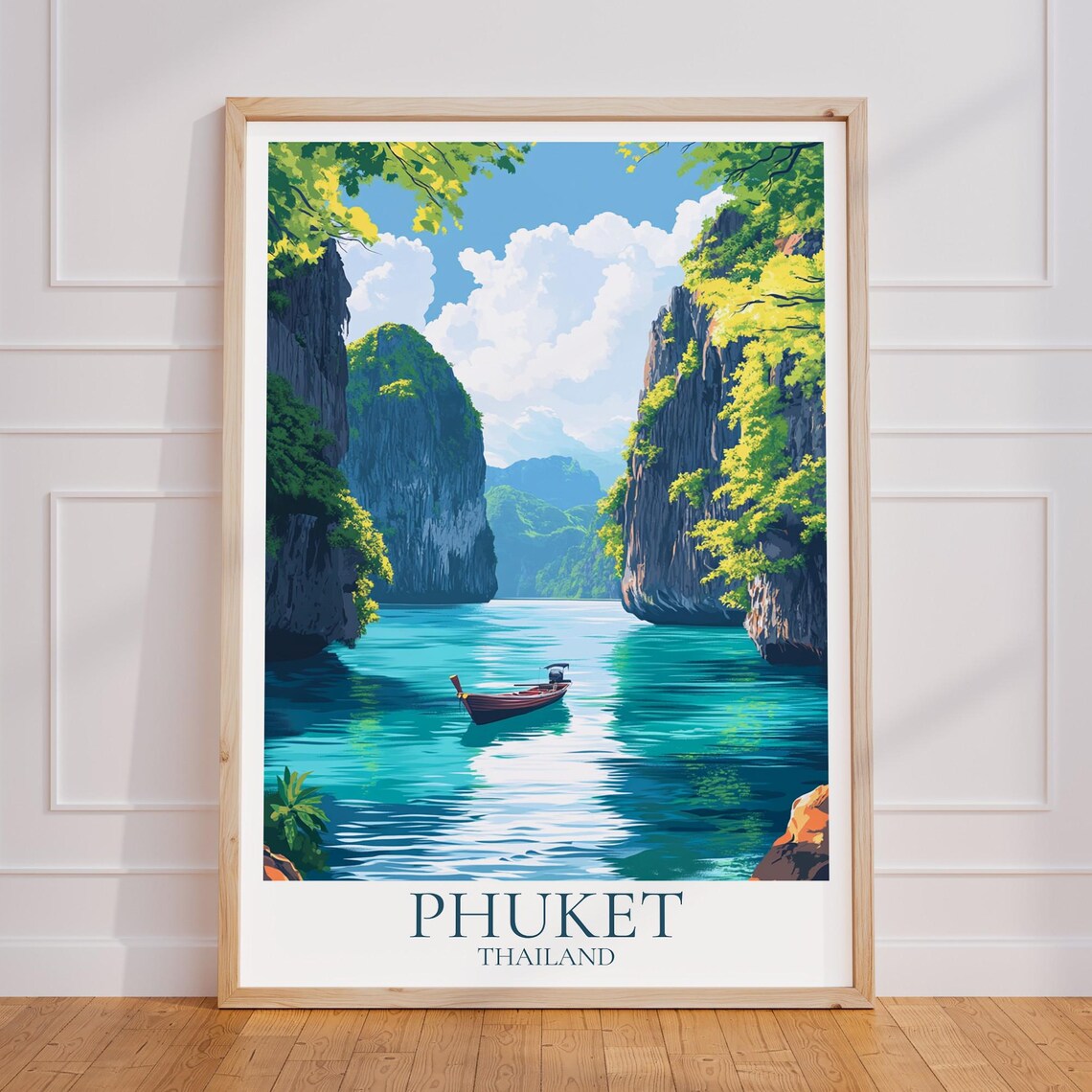 Phuket Vintage Travel Poster, Thailand Wall Art
