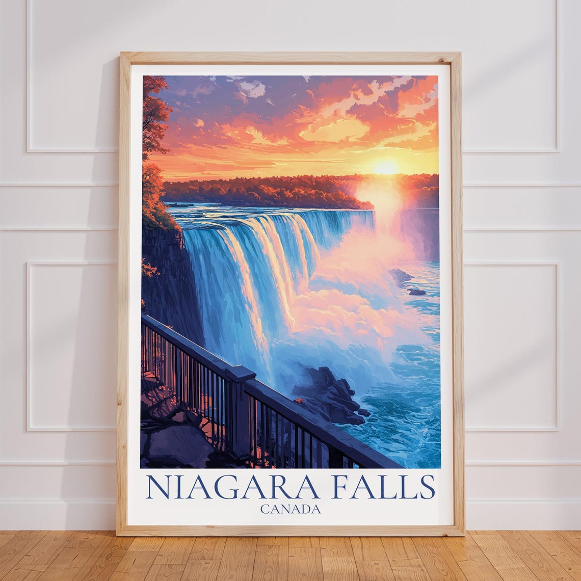 Niagara Falls Canada Sunset Horseshoe Falls Waterfall Travel Poster