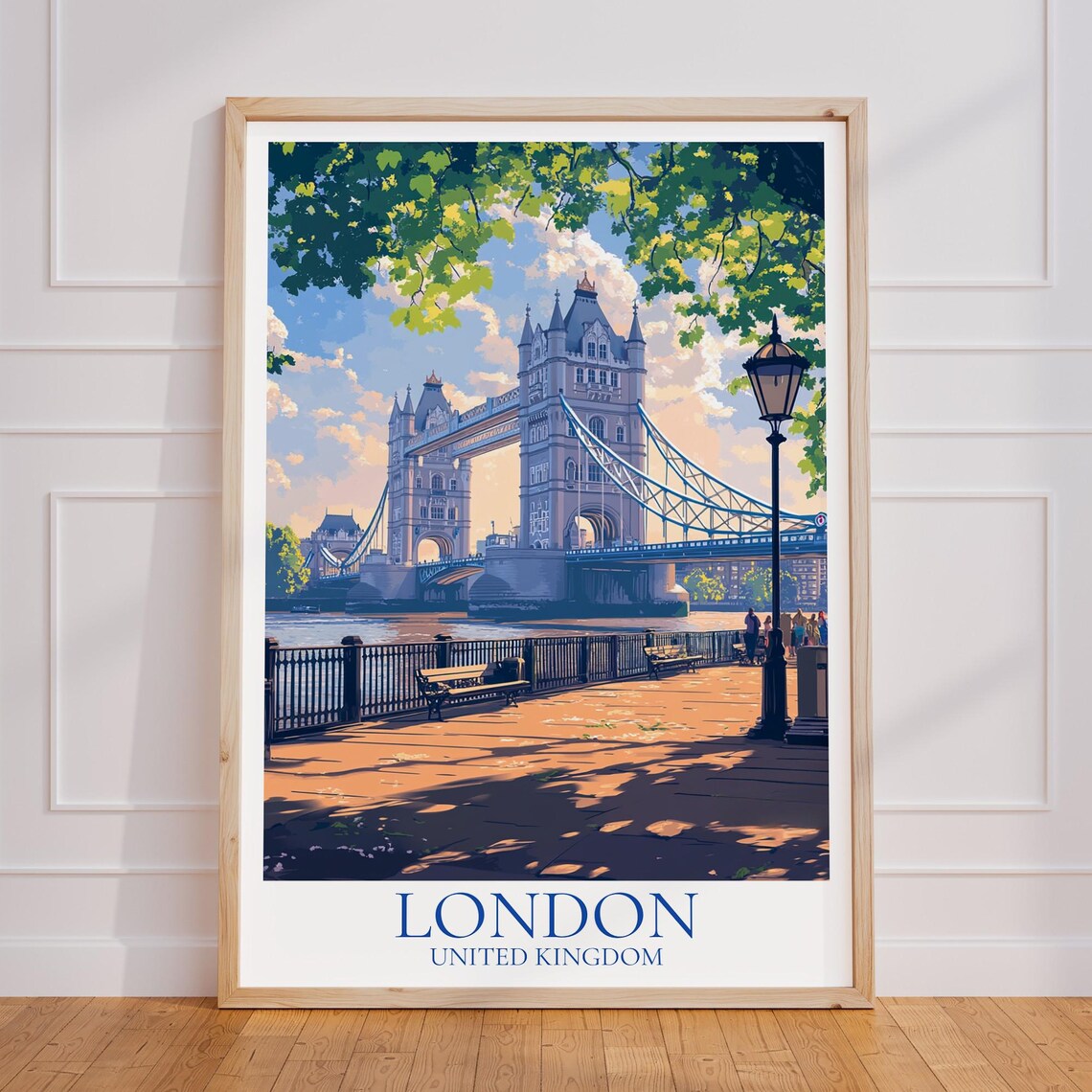London Travel Poster, Tower Bridge Vintage Art Print