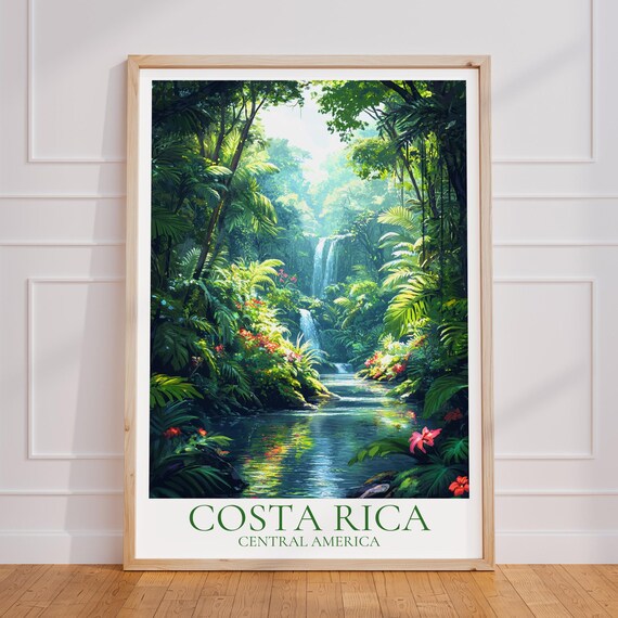 Costa Rica Travel Poster Nature Wall Art Print Vintage Gift