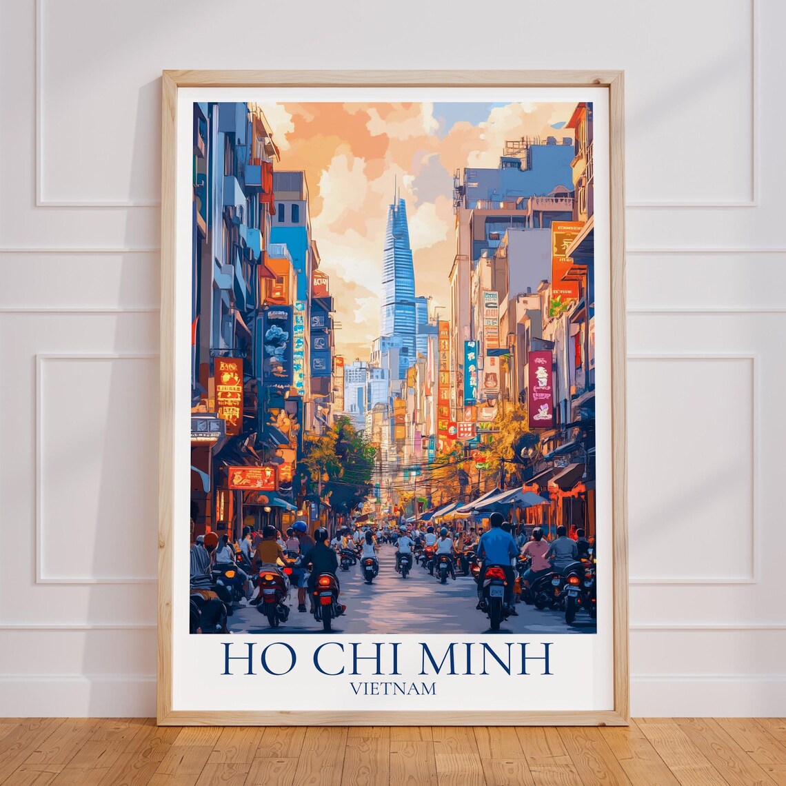Ho Chi Minh City Vietnam Street Poster Motorbikes Saigon Travel Art