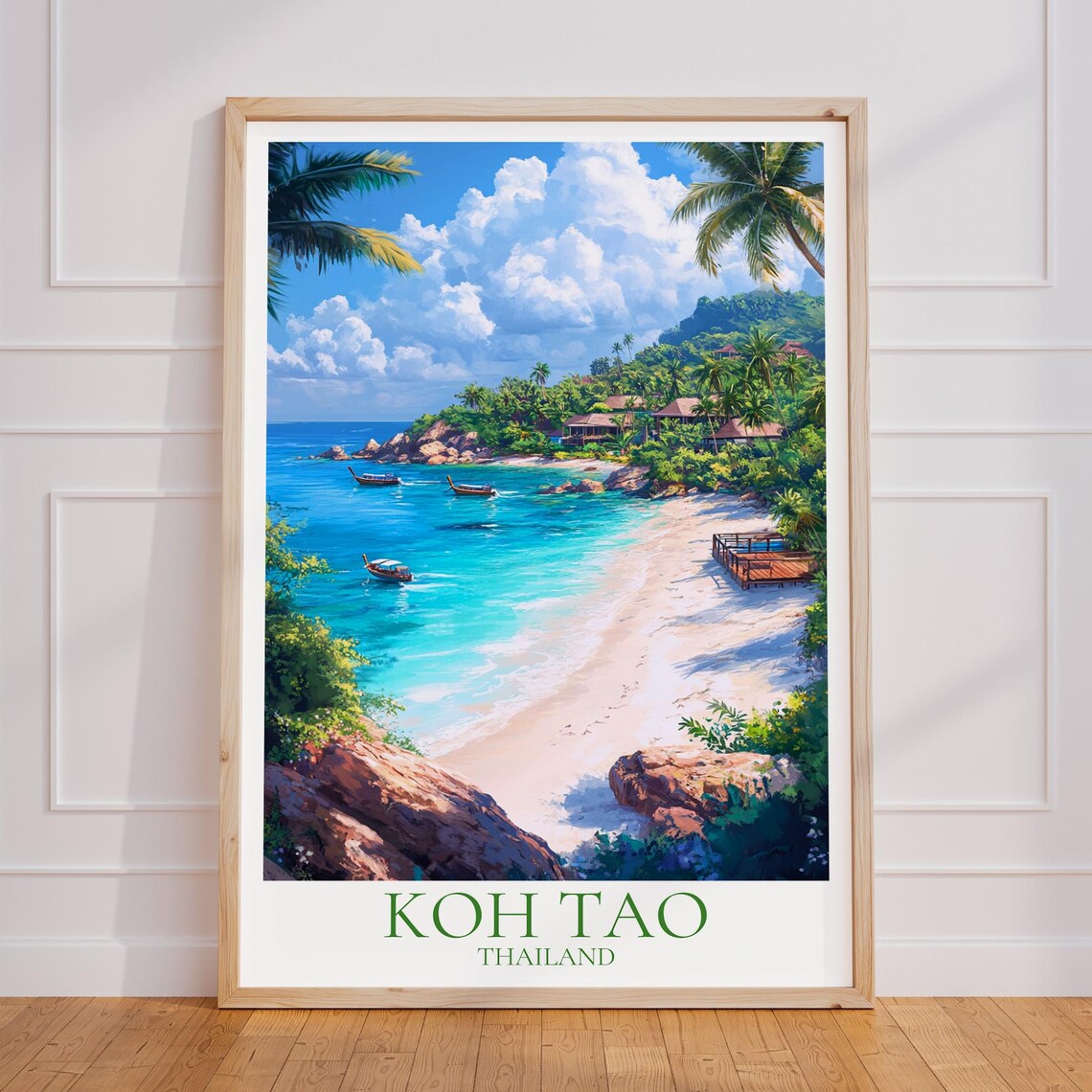 Koh Tao Vintage Travel Poster, Thailand Art Print