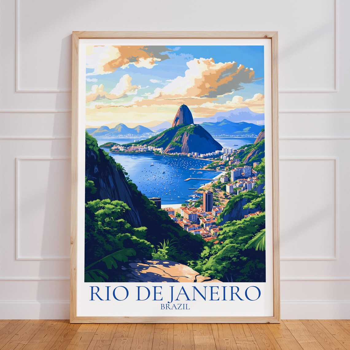 Rio de Janeiro Brazil Sugarloaf Mountain Bay Skyline Travel Poster