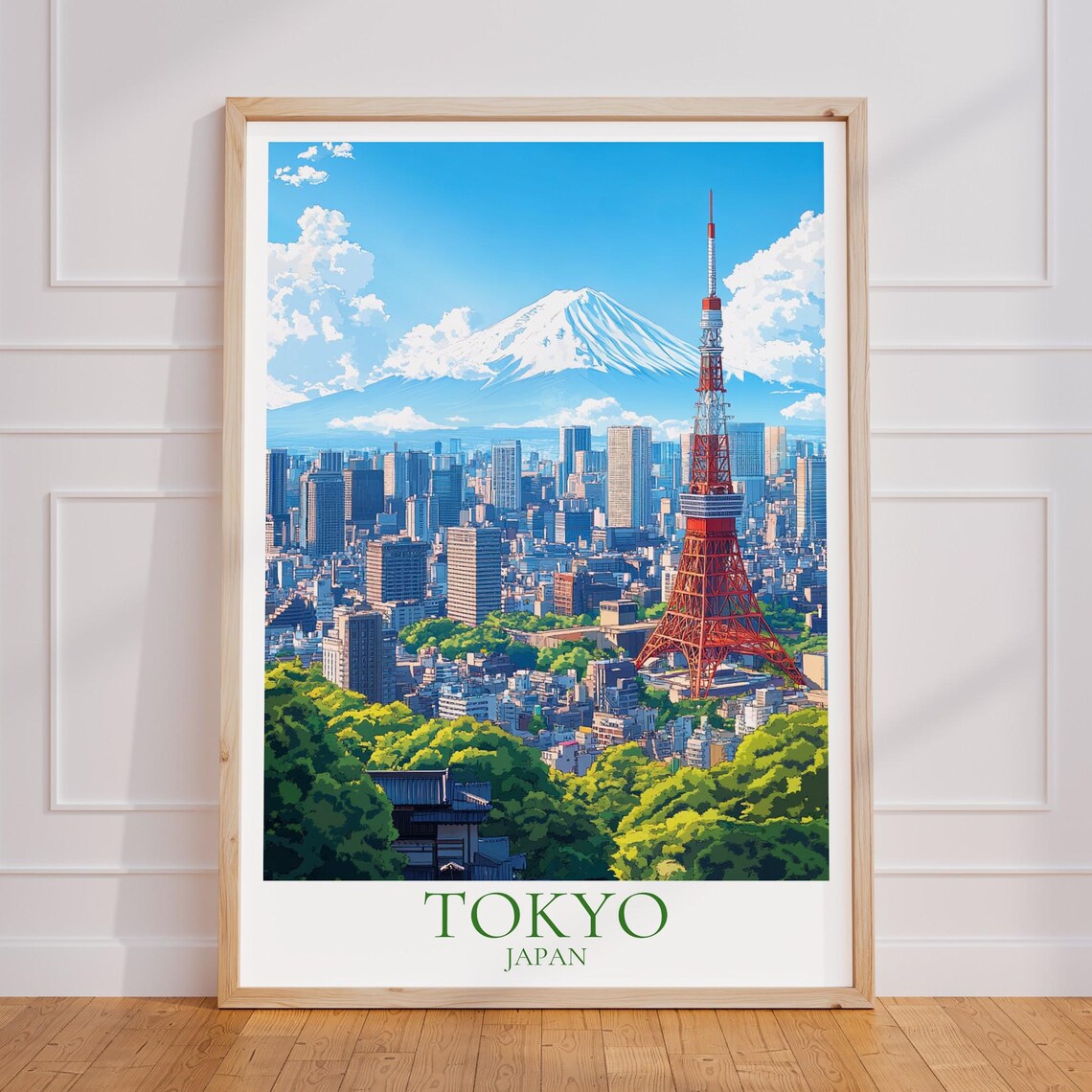 Tokyo Vintage Travel Poster, Japan Tower Art Print