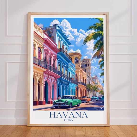 Havana Travel Poster Caribbean Wall Art Print Vacation Gift Tropical