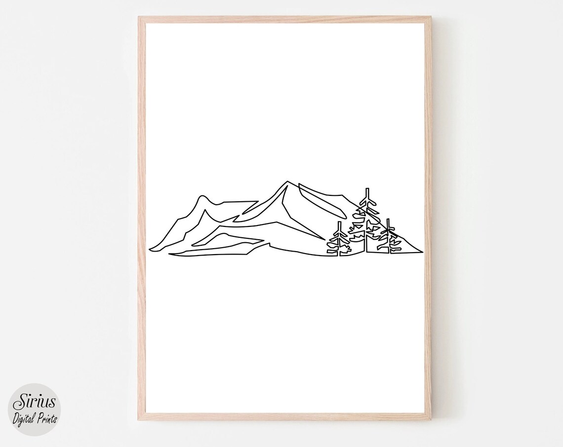Minimalist Mountain Line Art Landscape Poster