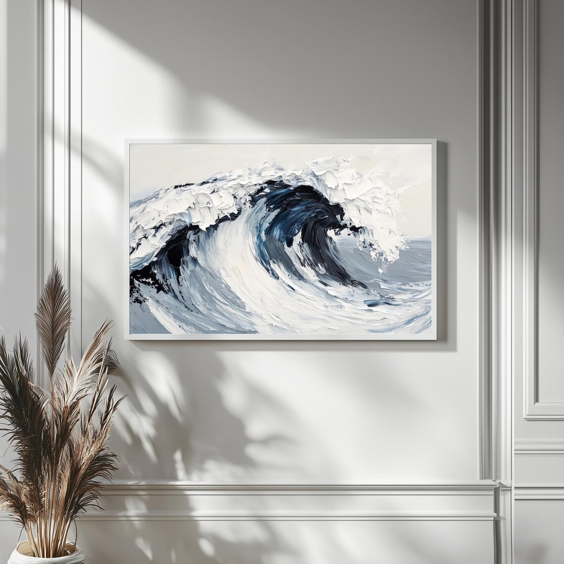 Abstract Ocean Wave Textured Blue Seascape Painting Frame TV Poster - Image 4