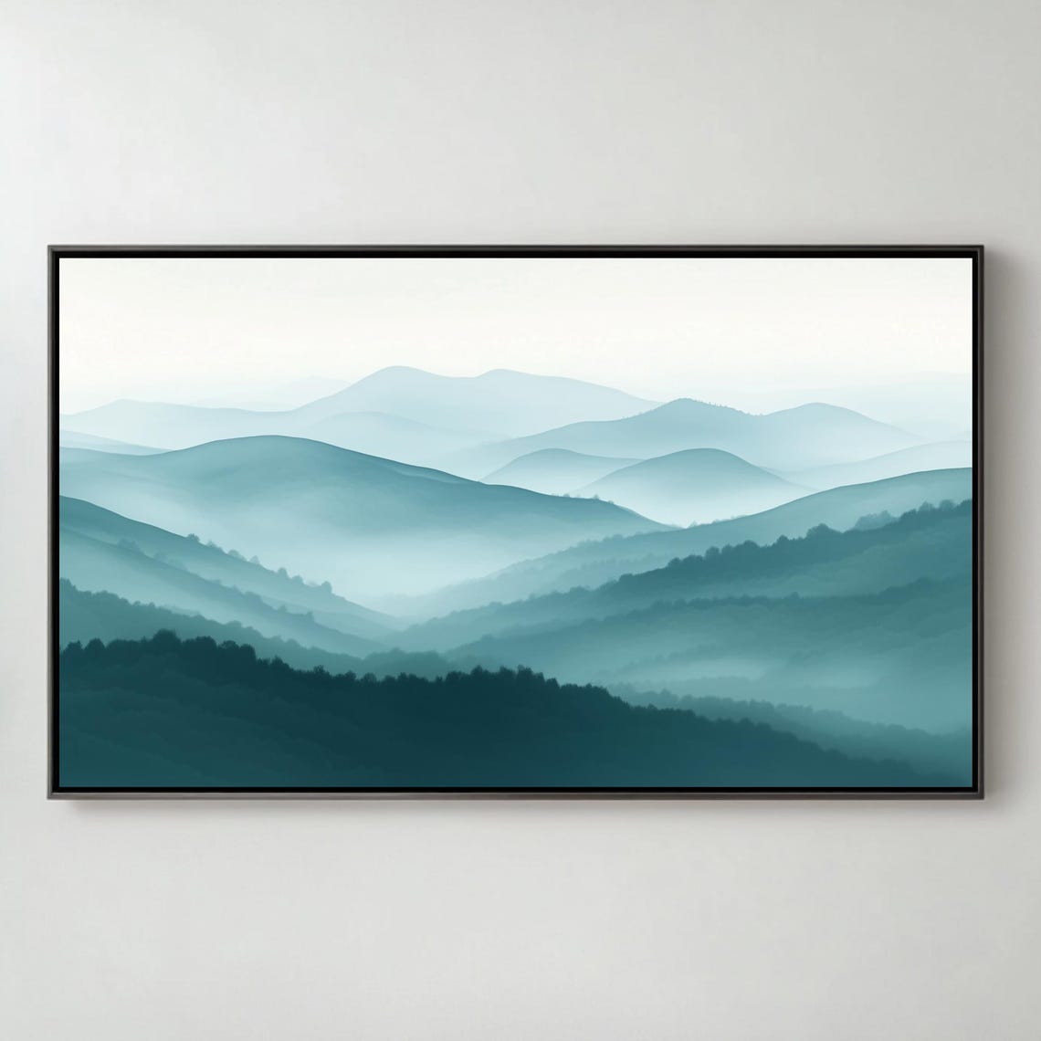 Neutral Misty Mountains Minimal Watercolor Landscape TV Poster