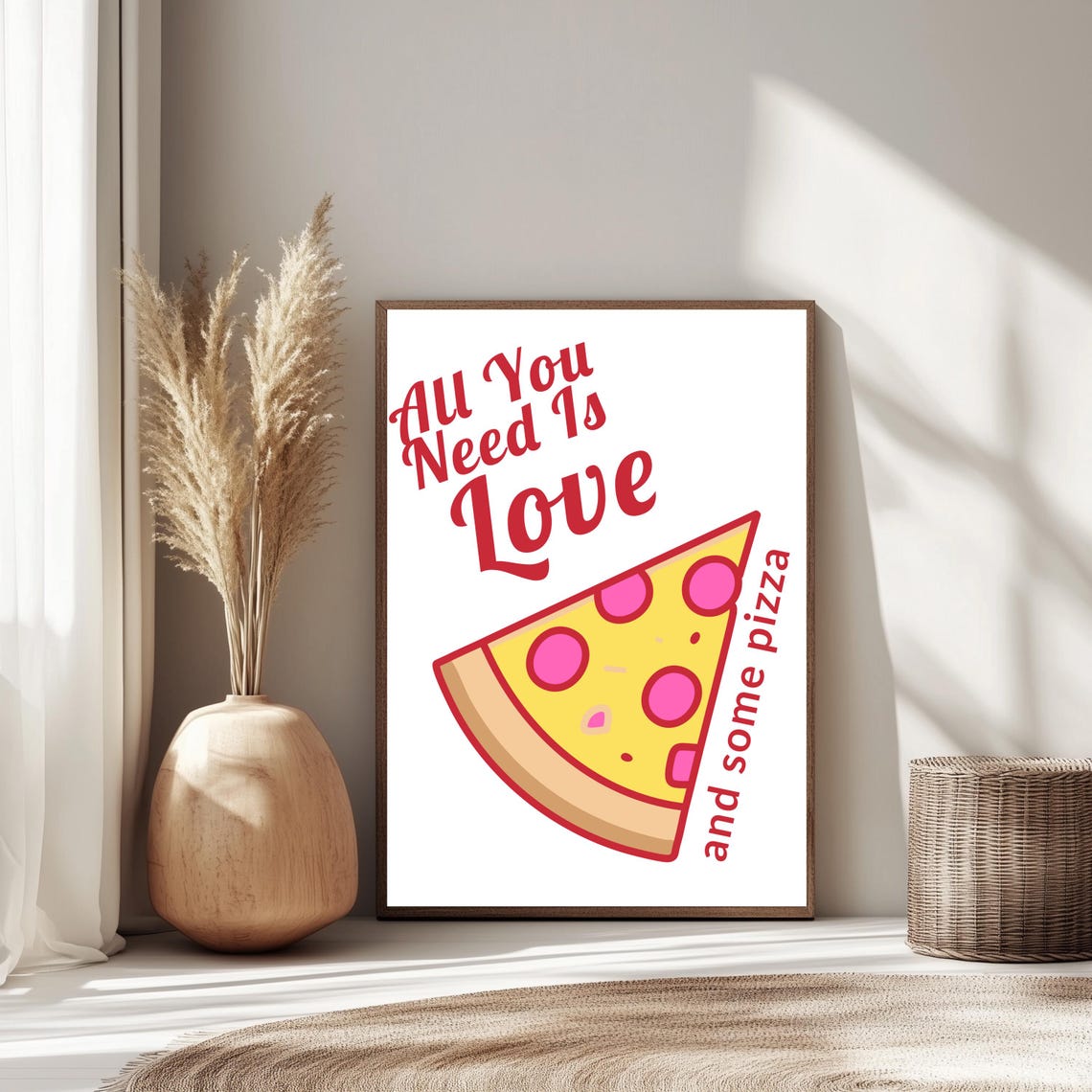 All You Need Is Love And Some Pizza Retro Typography Wall Art Poster - Image 3