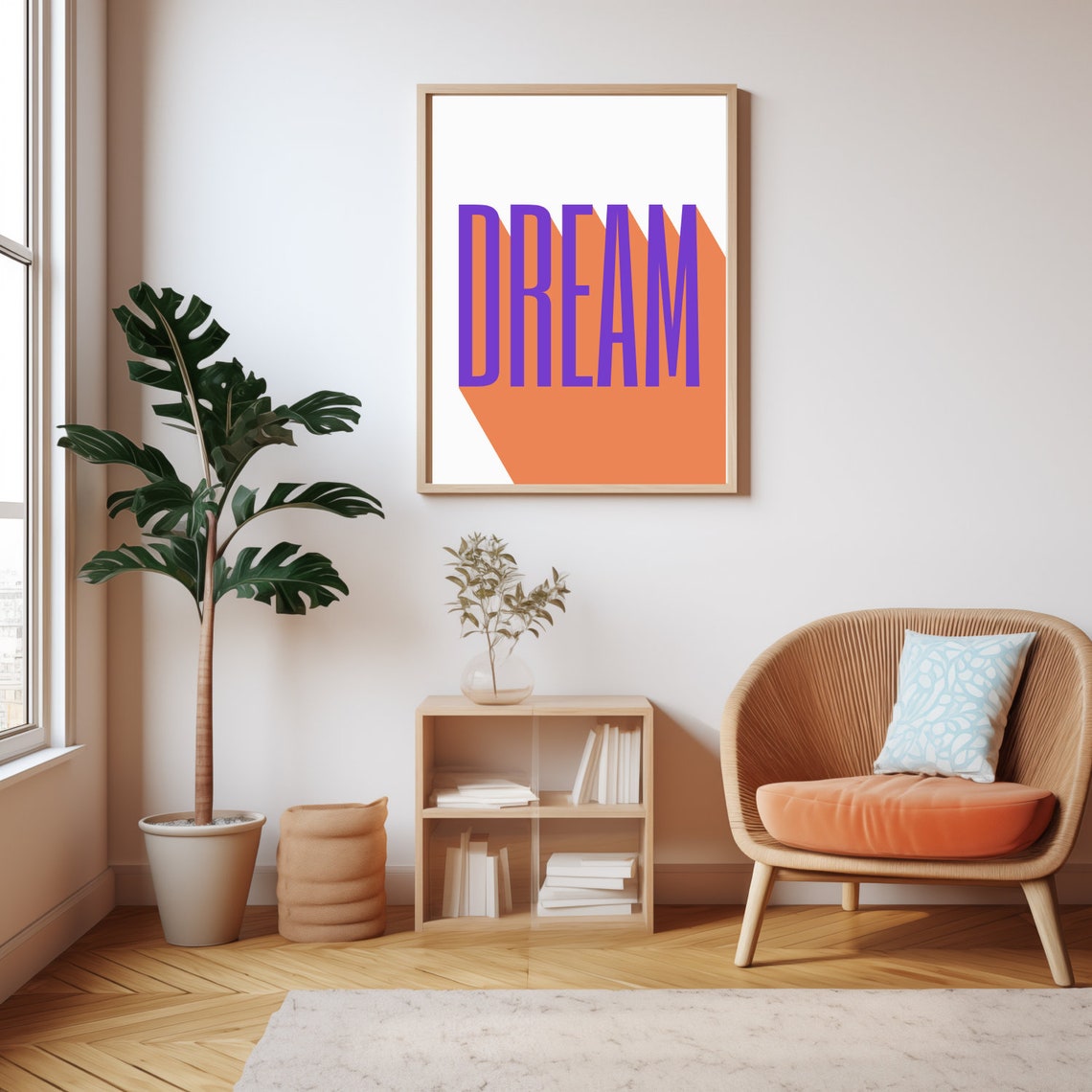 Dream Bold Retro Typography Purple Orange Modern Home Decor Print - Image 2