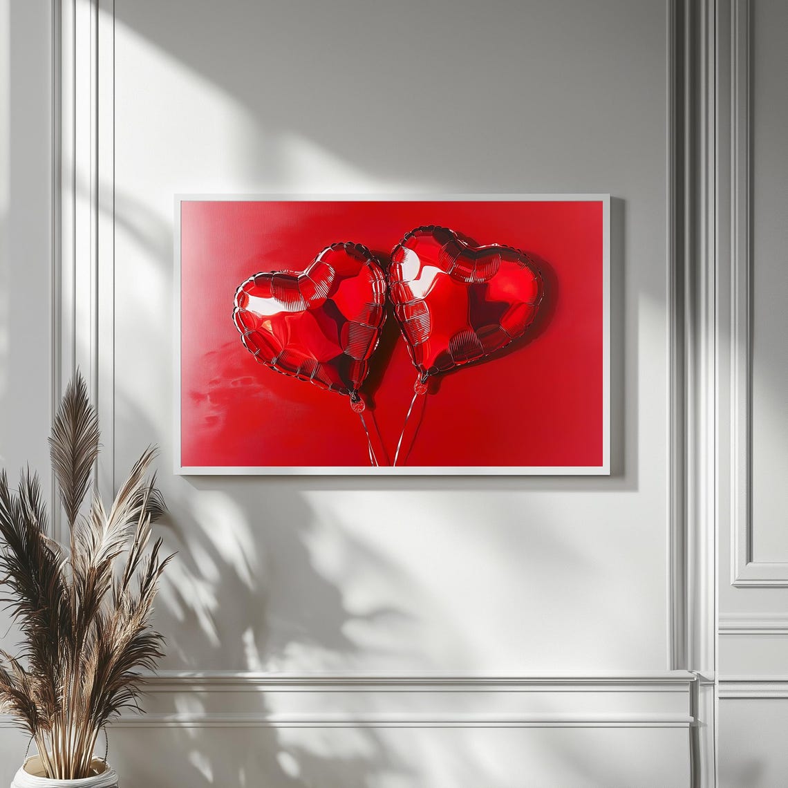 Red Heart Foil Balloons Valentines Day Romantic Art Frame TV Poster - Image 4