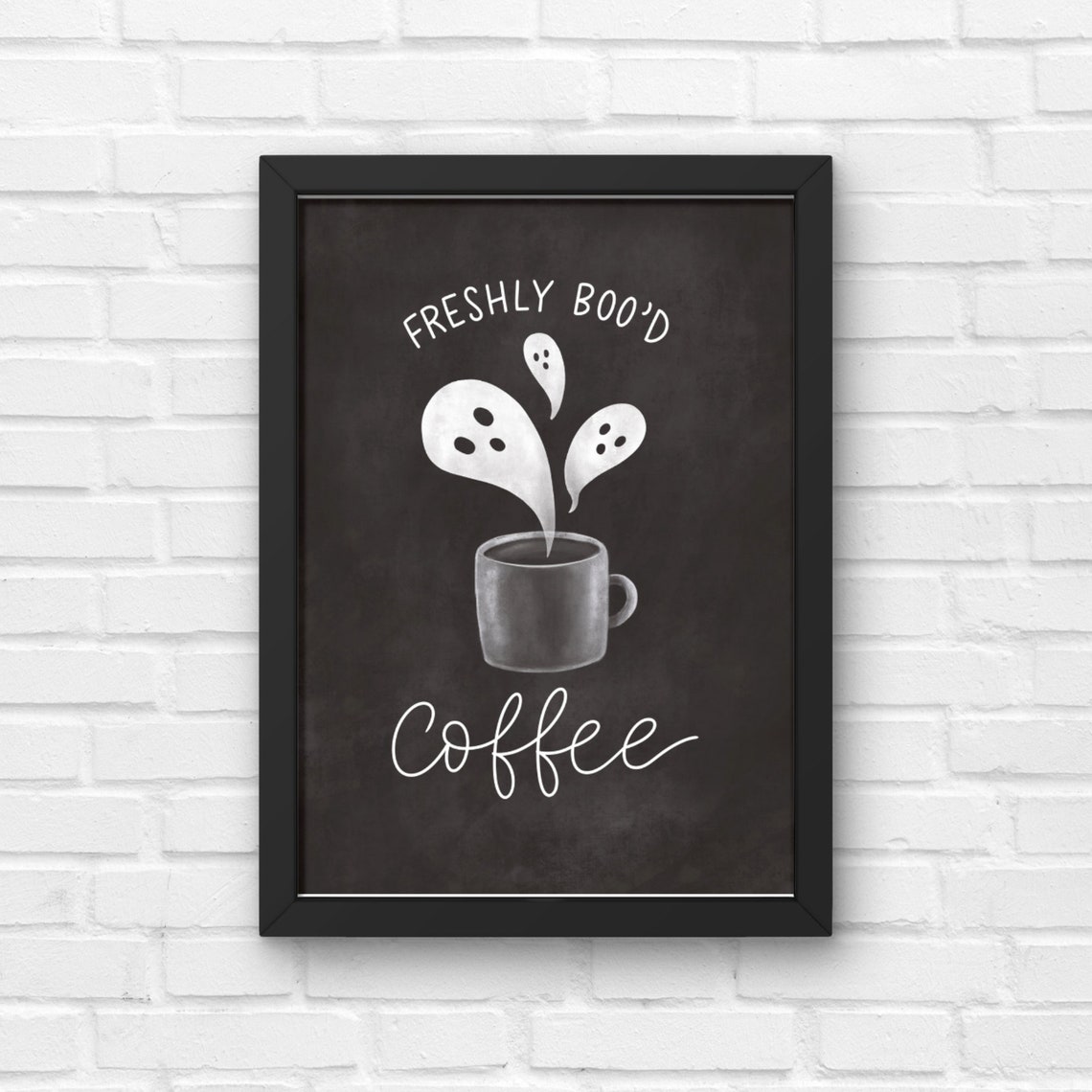 Freshly Bood Coffee Ghost Halloween Chalkboard Style Wall Art - Image 3