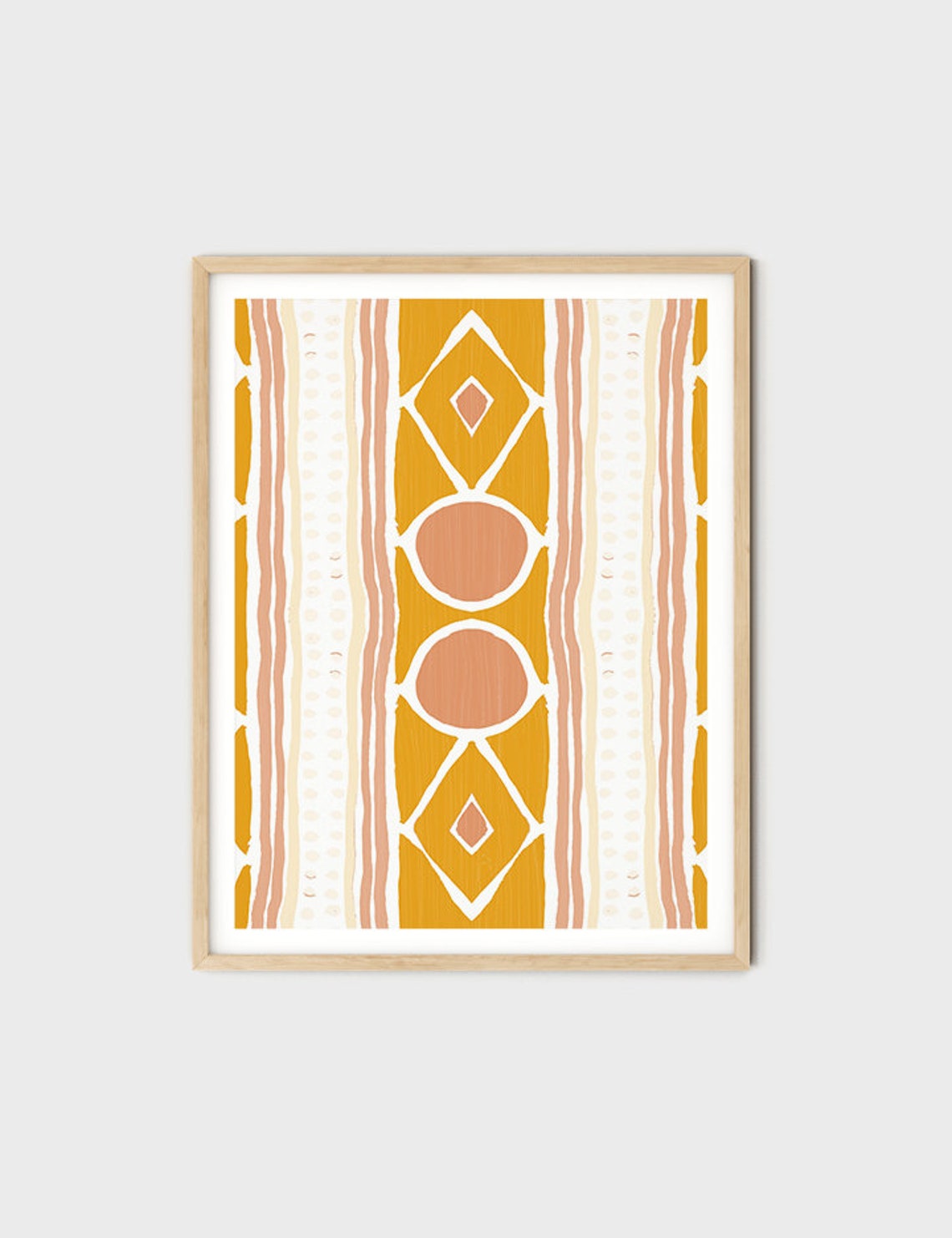 Mustard Yellow Boho Tribal Geometric Diamond Pattern Art Poster - Image 4
