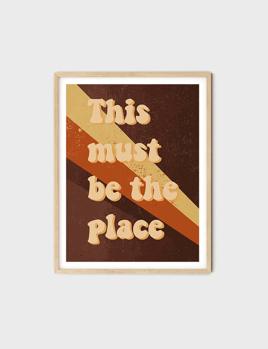 This Must Be the Place Brown Diagonal Stripe Quote Typography Poster - Image 4