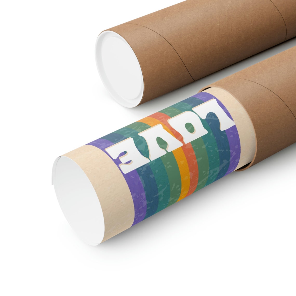 Love Retro Quote Poster On Vertical Rainbow Stripes In 70s Style - Image 9