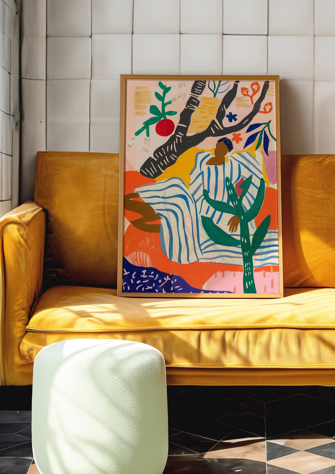 Colorful Abstract Figure Lounging Under a Stylized Tree Poster - Image 5