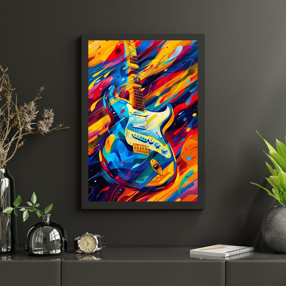 Rainbow Guitar Pop Art Poster 70s Retro Home Decor Hippie Home Decor 70s Bedroom Decor 1970s Decor - Image 8