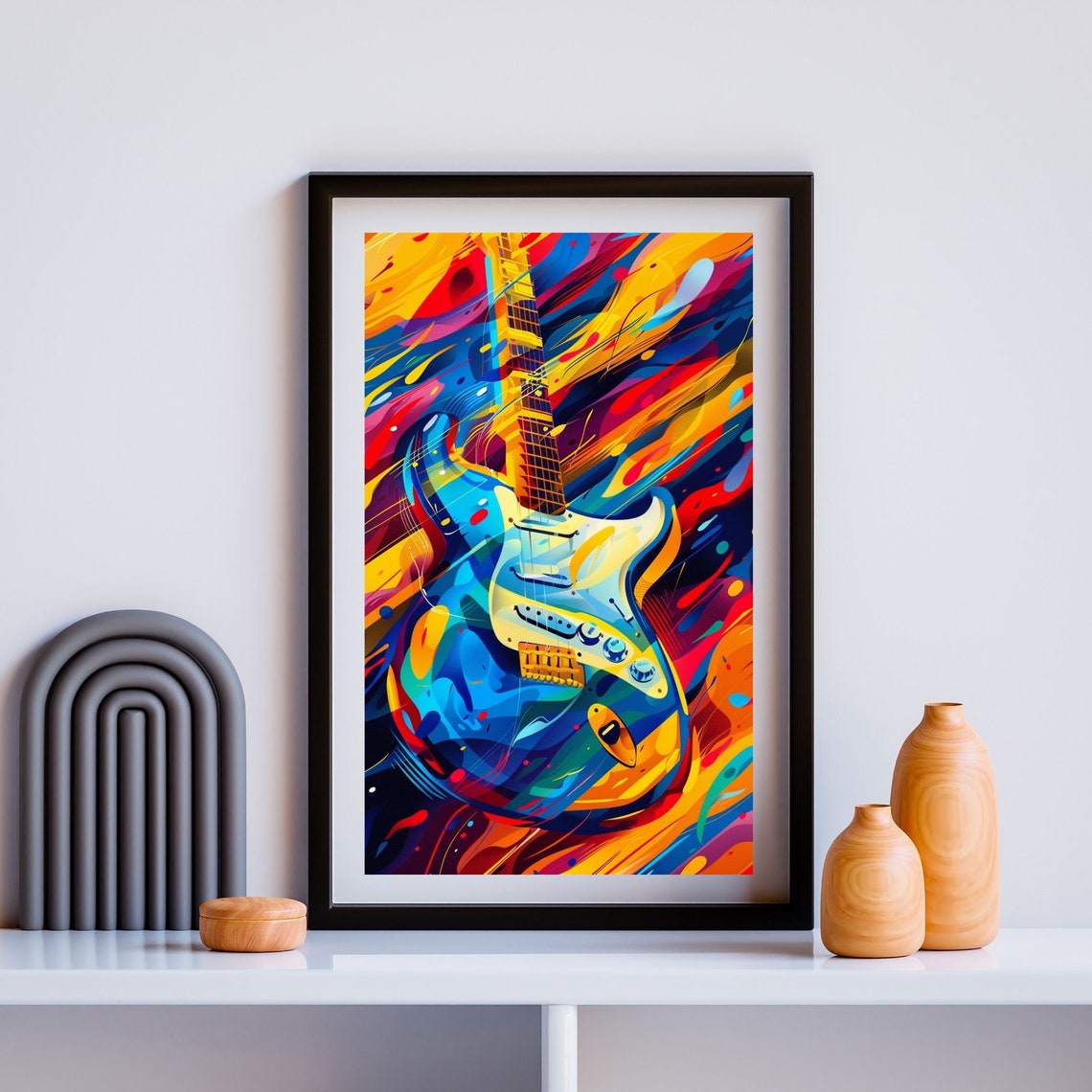 Colorful Rainbow Electric Guitar Pop Art Music Lovers Poster - Image 5