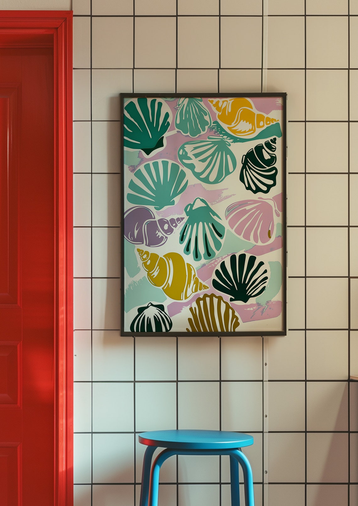 Colorful Seashell Art Print Vibrant Beach Themed Abstract High Resolution Jpg Coastal Wall Decor - Image 5