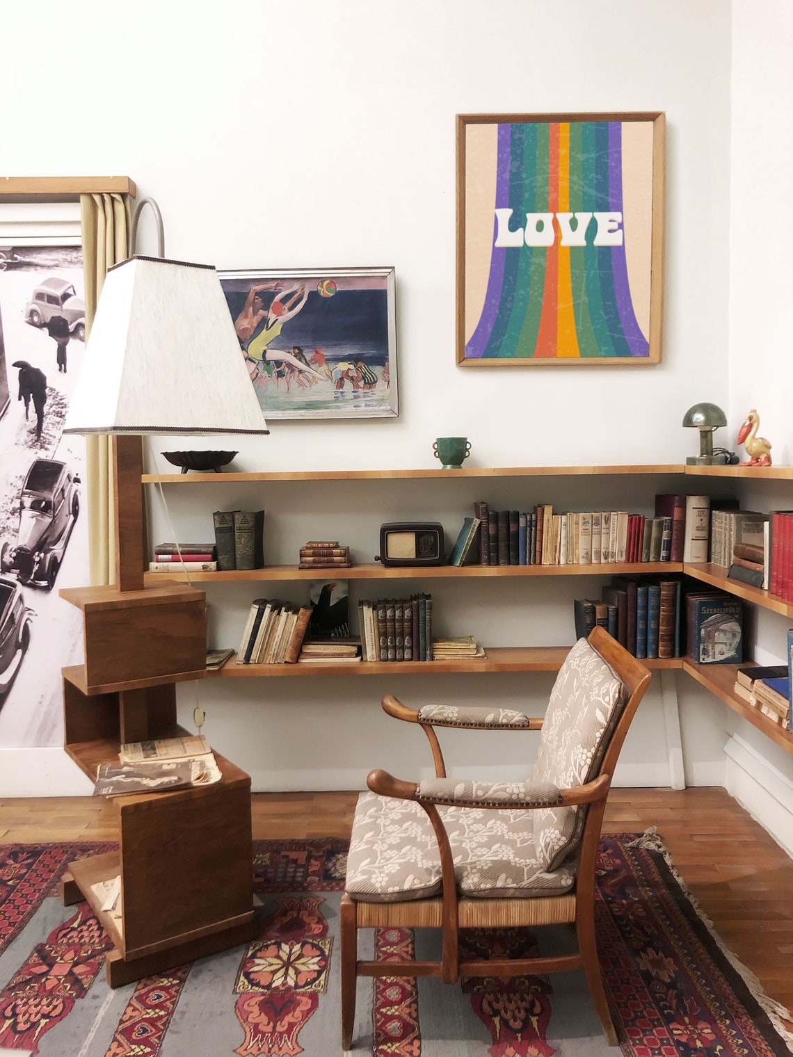 Love Retro Quote Poster On Vertical Rainbow Stripes In 70s Style - Image 5