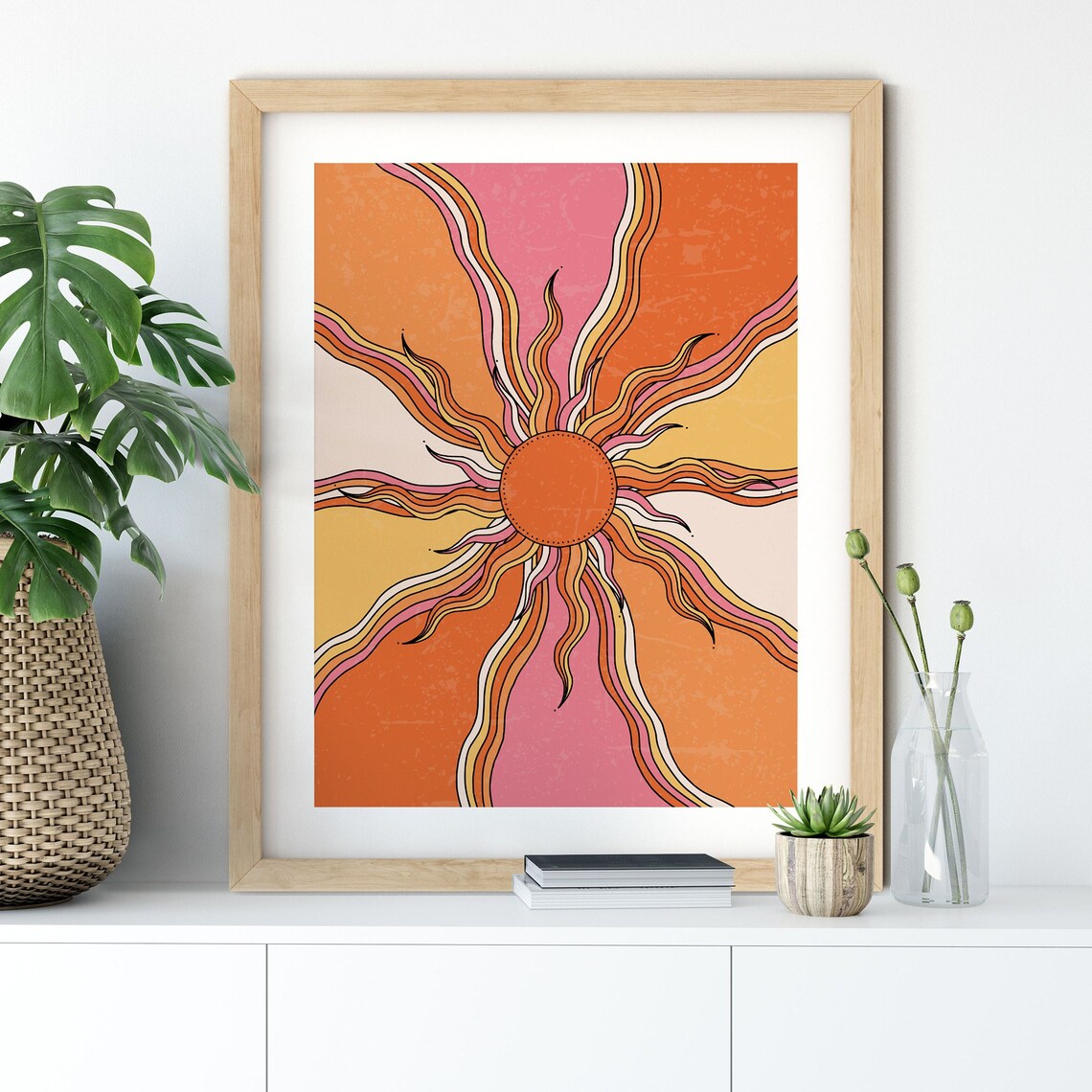 Sunburst 70s Vintage Boho Sun Illustration Art Print - Image 5