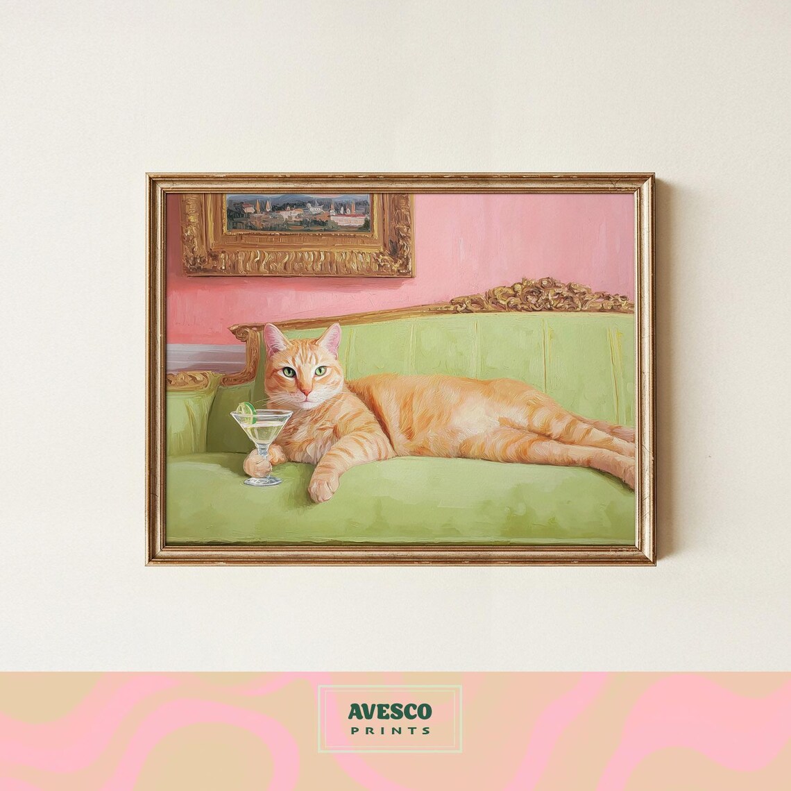 Ginger Cat Art Print, Quirky Wall Decor Gift