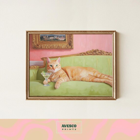 Ginger Cat Art Print, Quirky Wall Decor Gift