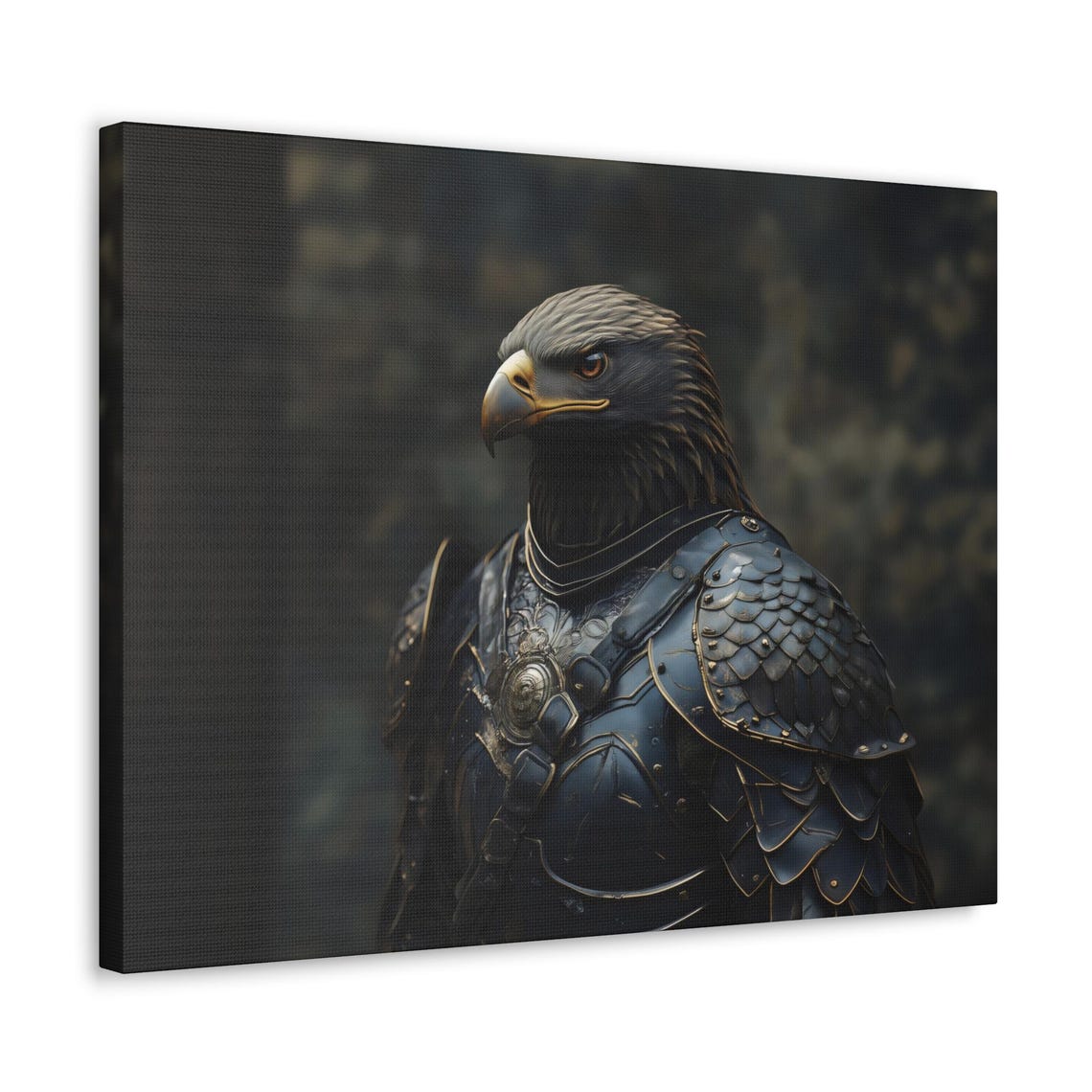 Golden Eagle Knight in Ornate Dark Armor Fantasy Portrait Poster