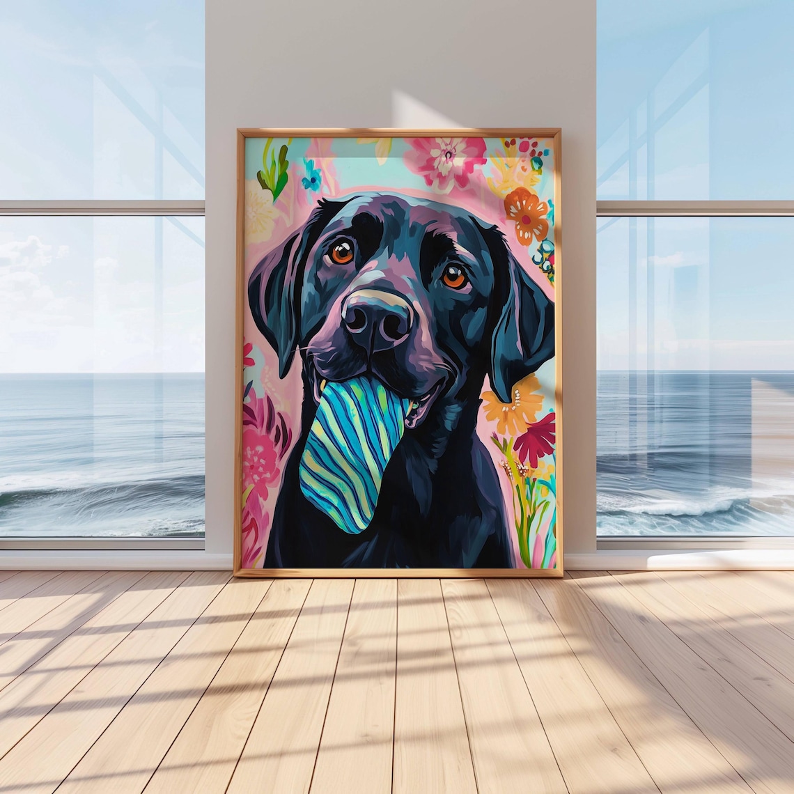 Black Labrador With A Sock, Funny Dog Poster - Image 3