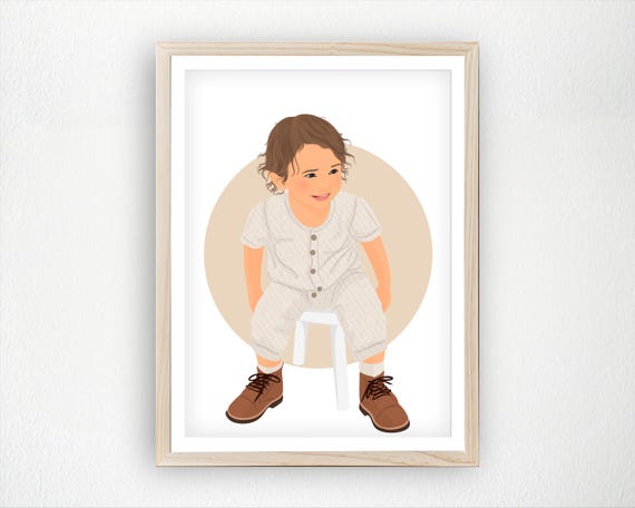 Custom Child Portrait Personalized Baby Art Print