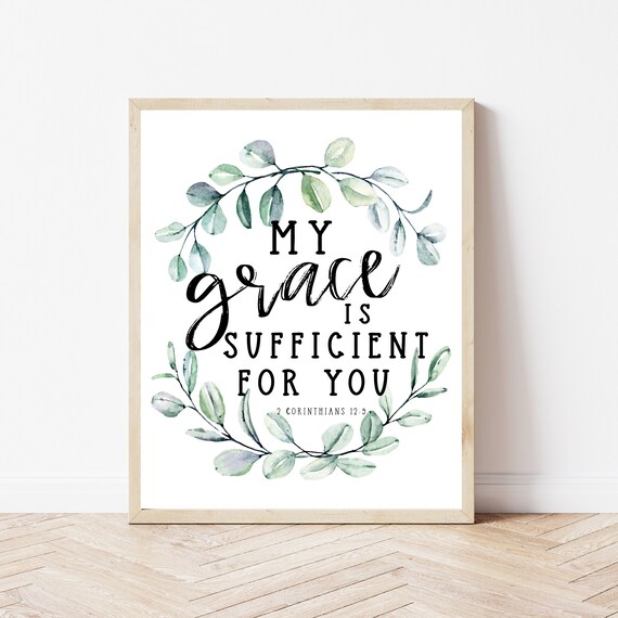 My Grace Is Sufficient For You 2 Corinthians 129 Eucalyptus Wreath Poster