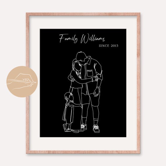 Hand Drawn Family Portrait Custom Family Drawing Personalized Portrait Gift Family Drawing Family Illustration Custom Family Wall Art