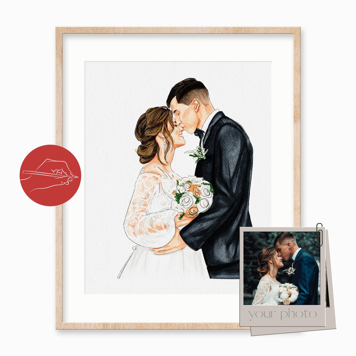 First Mothers Day Gift 1st Mothers Day Drawing Custom Portrait Mother And Daughter Mother And Son Family Painting Custom Photo - Image 2