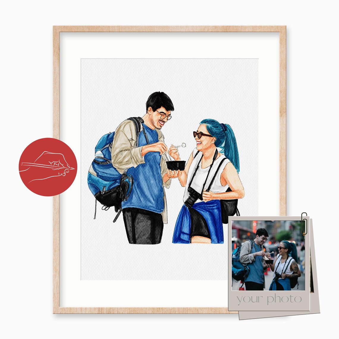 Forever and Always Couple Kissing Watercolor Portrait Poster Gift - Image 3