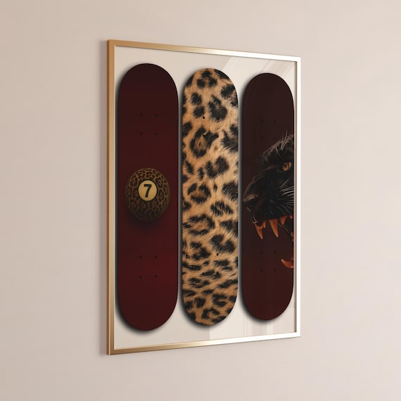 8 Ball Leopard Skateboard Print Trendy Girly Room Decor
