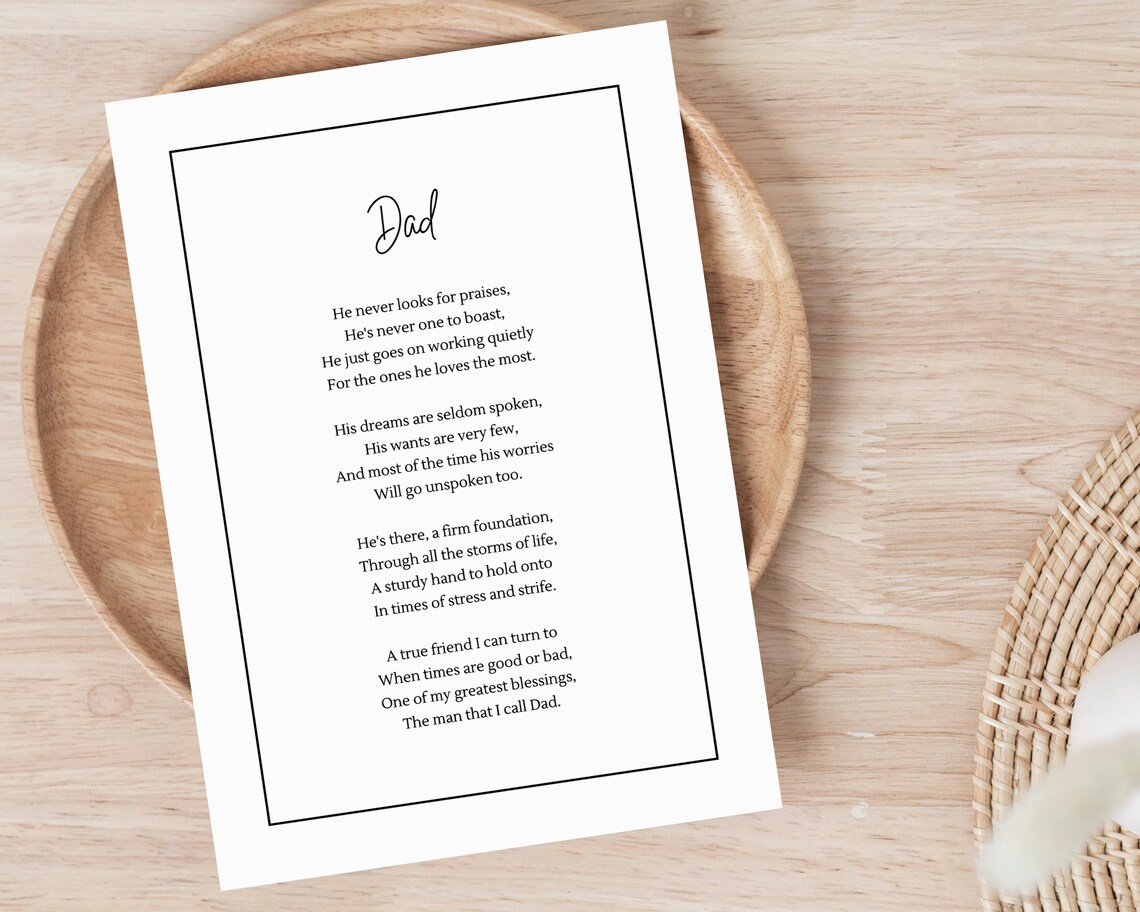 Poem For Dad, Minimalist Poetry Poster - Image 5